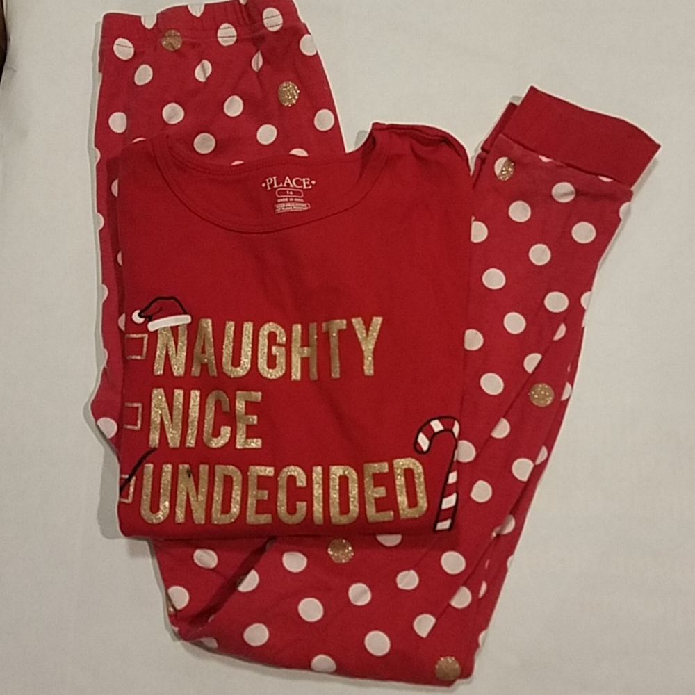 Children's Place Christmas 2‎ piece red pajama set